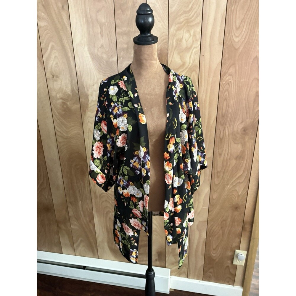 Gypsy Warrior‎ Floral Moon Boho Hippie Women’s Kimono Size Small S Black